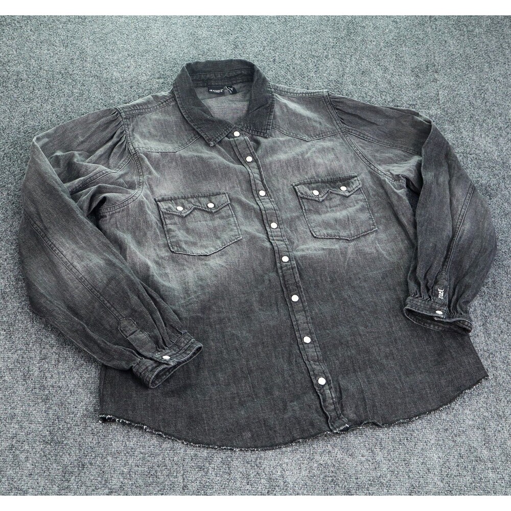 CTW7383001 Cruel Women's Long Sleeve Black Chambray Western Snap Shirt